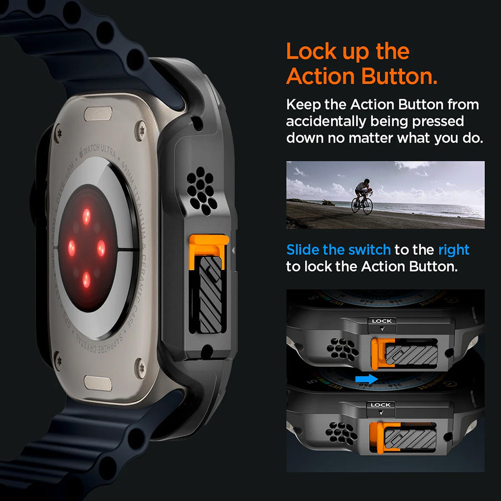Spigen Lock Fit -kuori Apple Watch Ultra Seriesille, mattamusta ACS06208