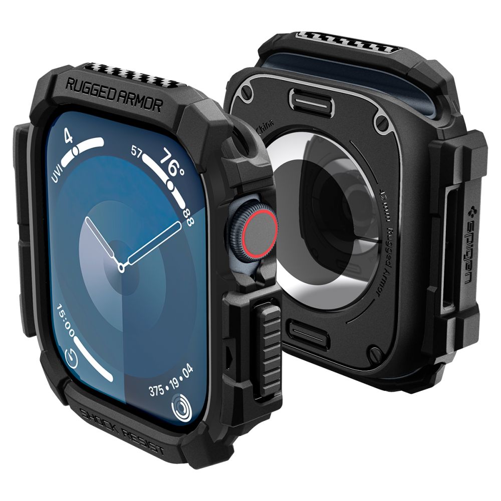 Spigen Rugged Armor -suojakotelo Apple Watch Series 10 / 11 42mm, Musta ACS08585