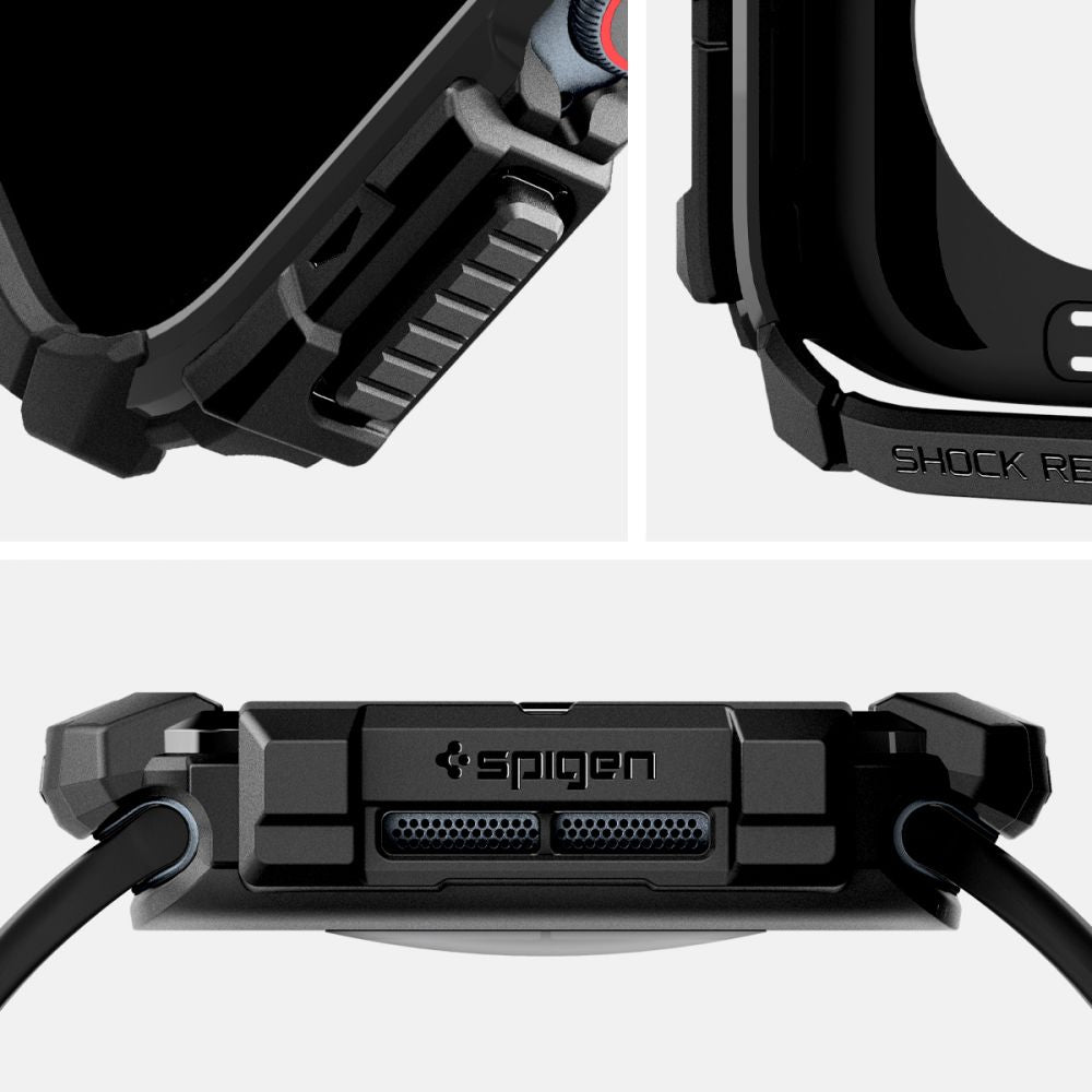 Spigen Rugged Armor -suojakotelo Apple Watch Series 10 / 11 42mm, Musta ACS08585