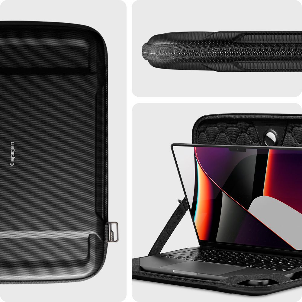 Spigen Rugged Armor -laukku kannettavalle tietokoneelle 13 tuumaa - 14 tuumaa, musta AFA04270