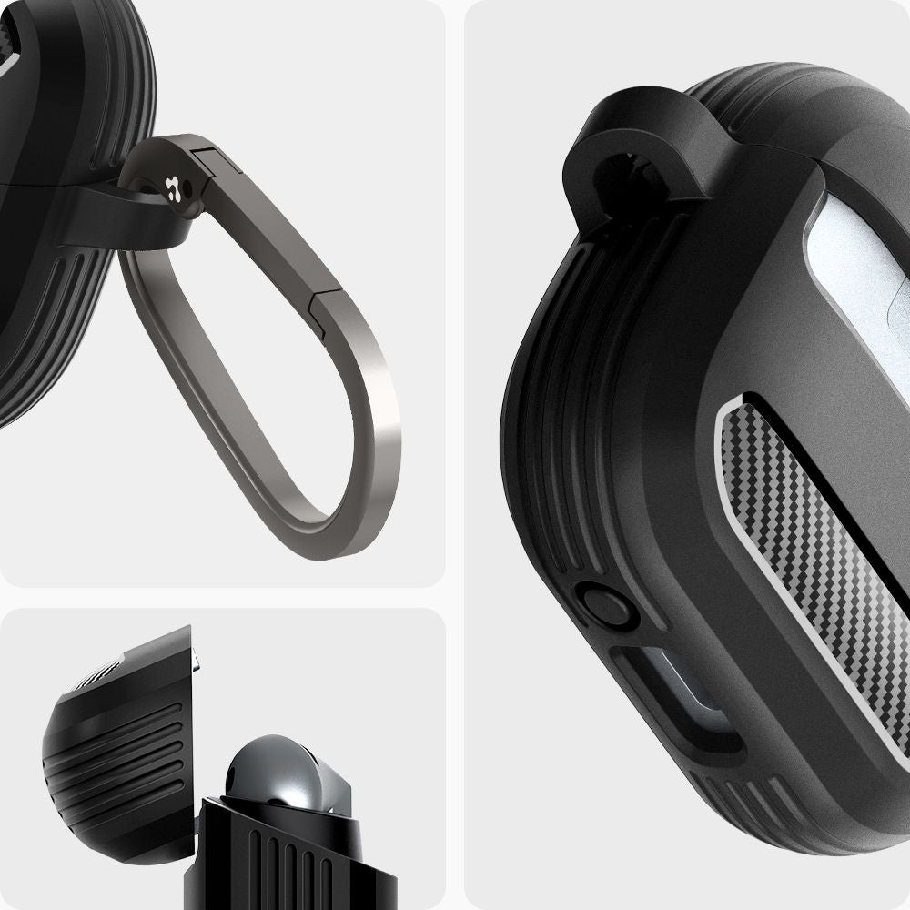 Spigen Rugged Armor -suojakotelo Samsung Galaxy Buds3 FE / Buds3 Pro / Buds3 -kuulokkeille, Musta ACS08330