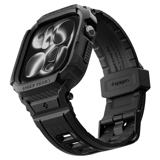 Spigen Rugged Armor Pro -kuori Apple Watch Series 12 46mm:lle, Matta Musta ACS11894