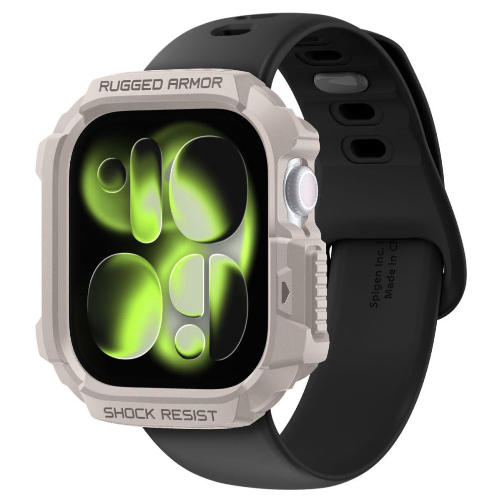 Spigen Rugged Armor V2 -suojakotelo Apple Watch Series 10 / 11 42mm, Beige ACS10493