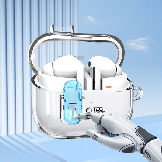 Tech-Protect Flexair -suojakotelo Samsung Galaxy Buds3 FE / Buds3 Pro / Buds3 -kuulokkeille, Läpinäkyvä