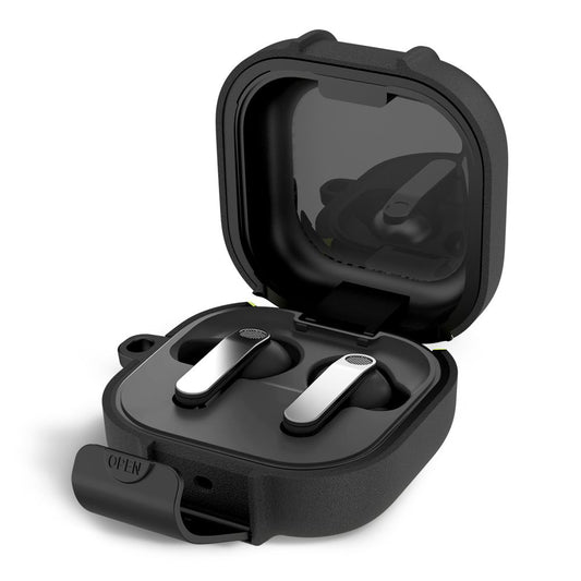 Tech-Protect Slim Hook -suojakotelo Samsung Galaxy Buds4 / Buds4 Pro -kuulokkeille, Musta