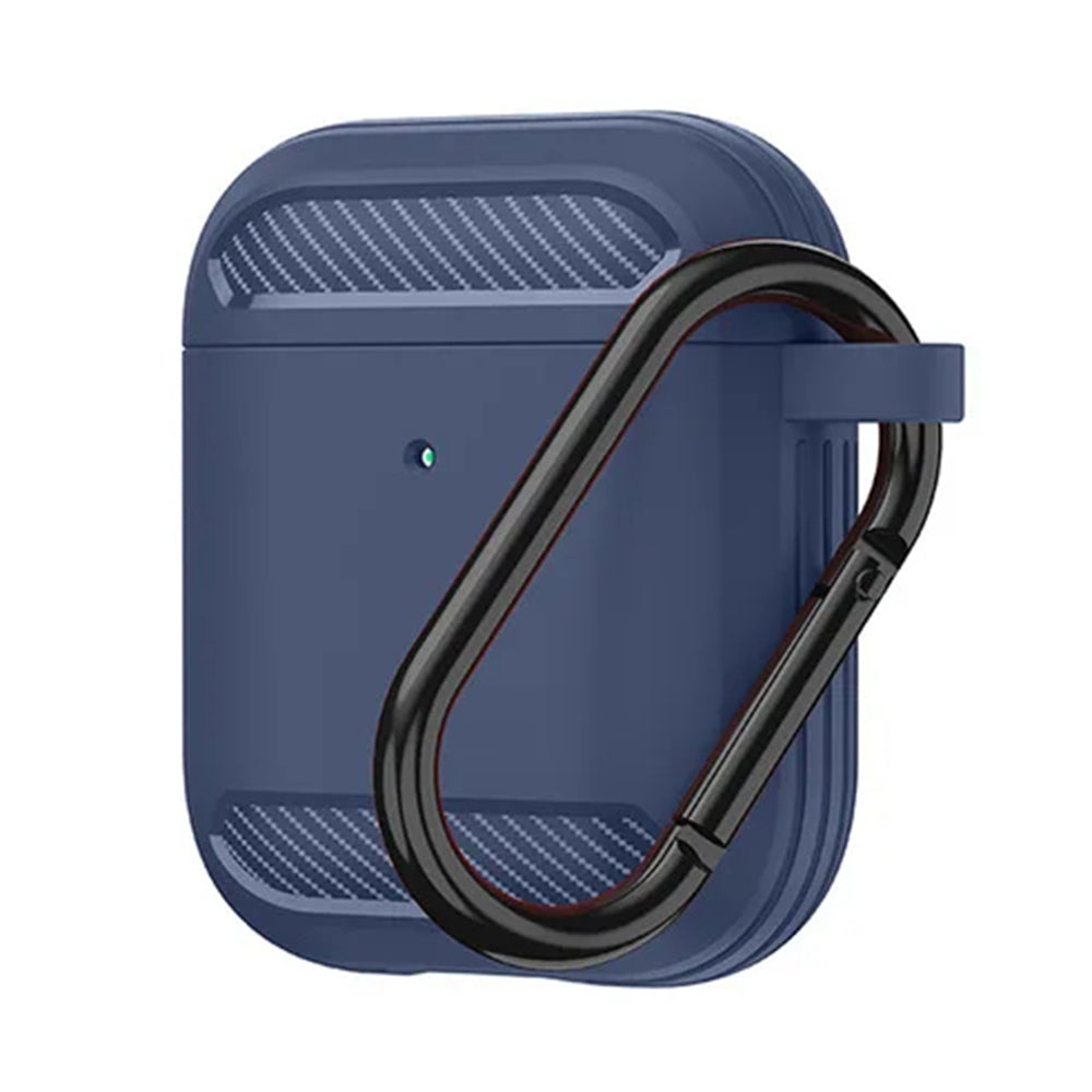 Techsuit Carbon -kuori Apple AirPods Gen 2 / Gen 1:lle, Laivastonsininen