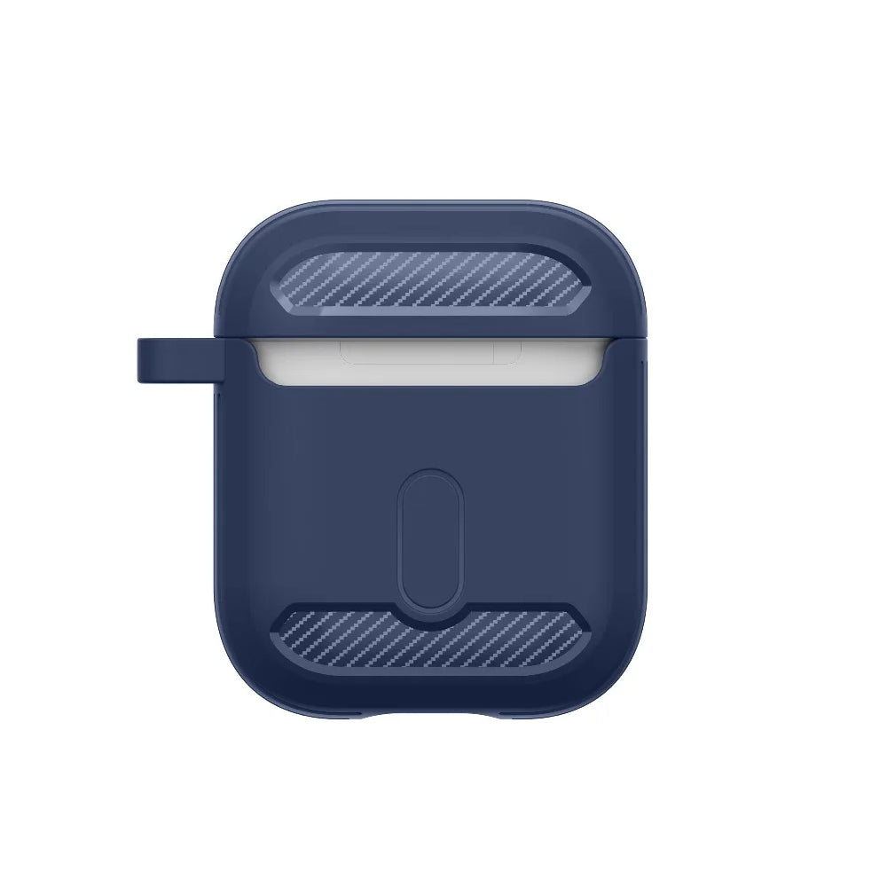 Techsuit Carbon -kuori Apple AirPods Gen 2 / Gen 1:lle, Laivastonsininen