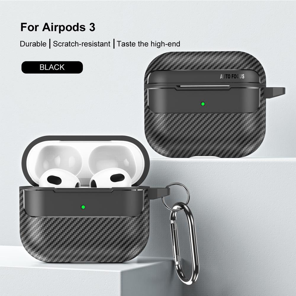 Techsuit CarbonFiber -kuori Apple AirPods 3:lle, Musta