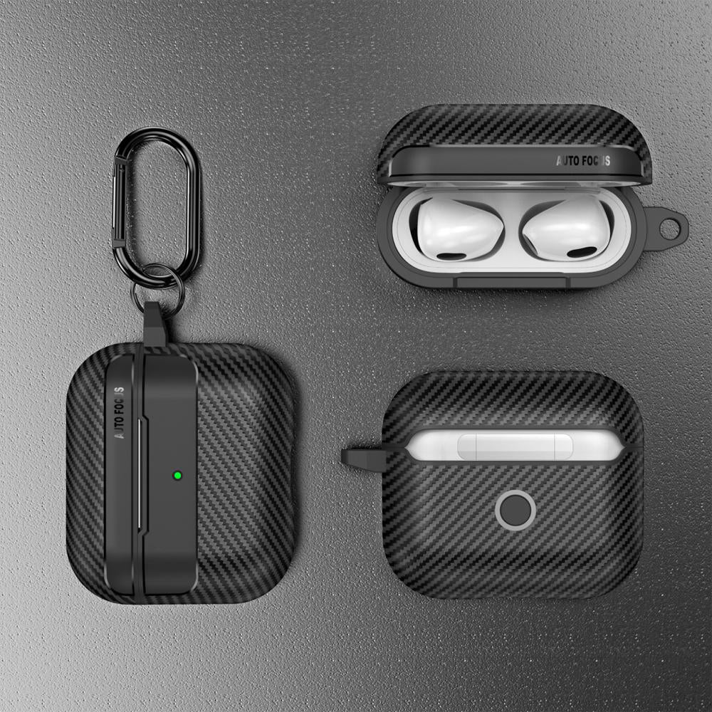 Techsuit CarbonFiber -kuori Apple AirPods 3:lle, Musta