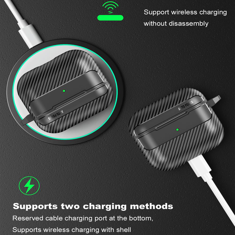 Techsuit CarbonFiber -kuori Apple AirPods 3:lle, Musta