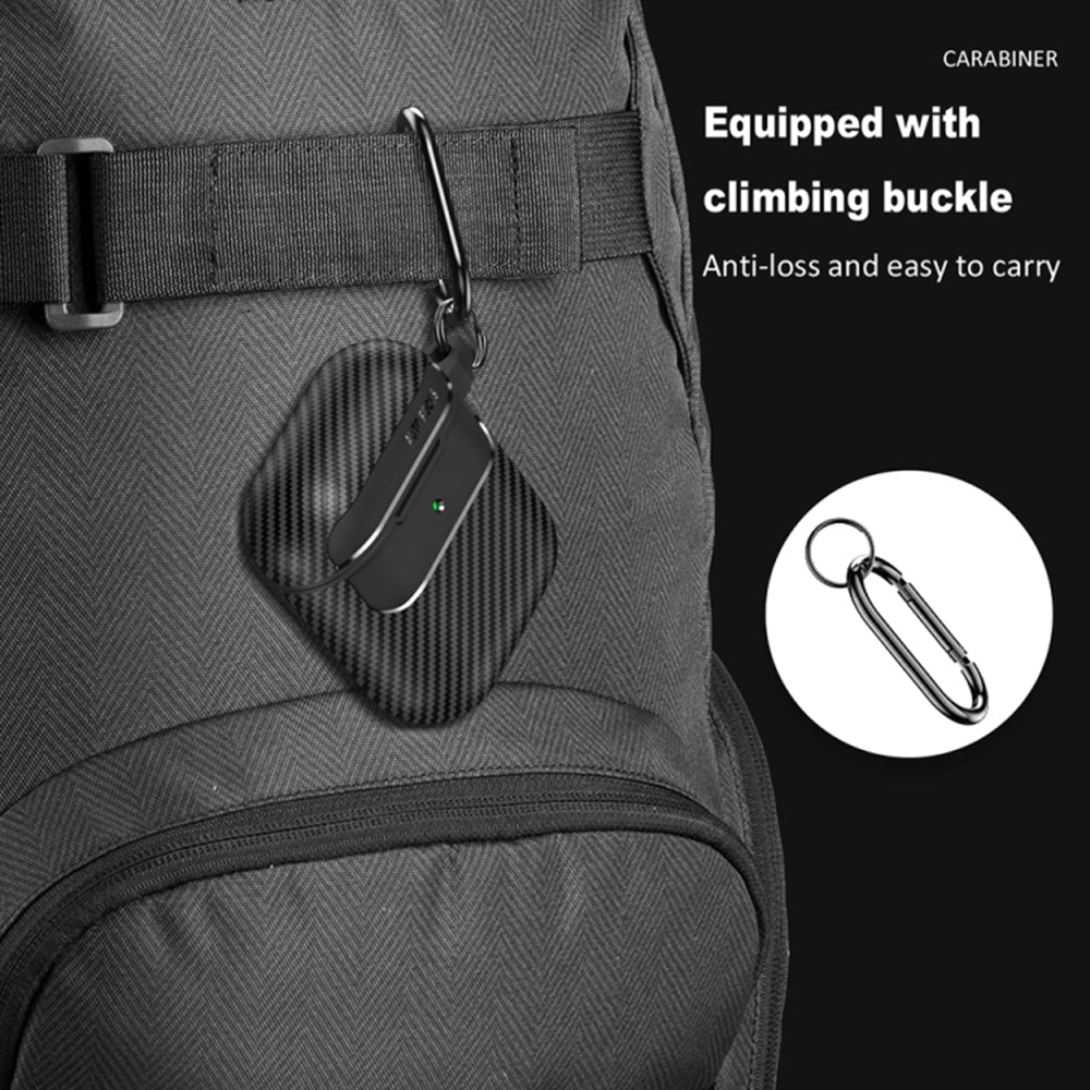 Techsuit CarbonFiber -kuori Apple AirPods Gen 2 / Gen 1:lle, Musta