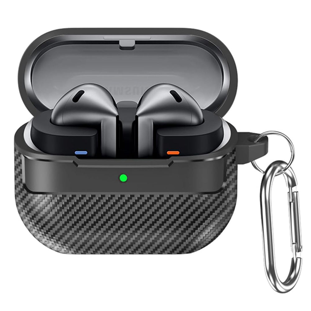 Techsuit CarbonFiber -kuori Samsung Galaxy Buds3 FE / Buds3 Pro / Buds3 -kuulokkeille, musta