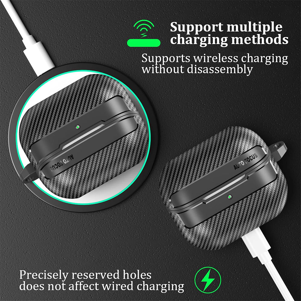 Techsuit CarbonFiber -kuori Samsung Galaxy Buds3 FE / Buds3 Pro / Buds3 -kuulokkeille, musta