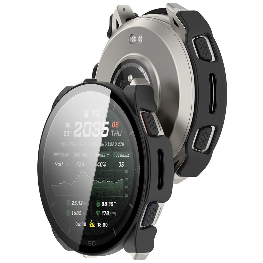 Techsuit Defense360 Pro -kuori Amazfit Cheetah 2 Ultra -kellolle, Musta