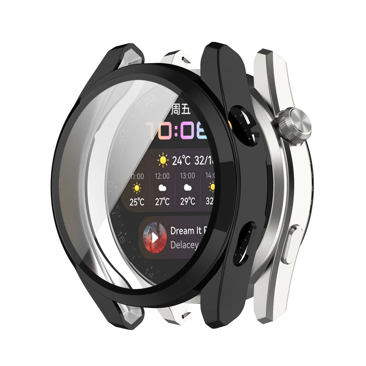Techsuit Defense360 Pro -kuori Huawei Watch 3:lle, Musta