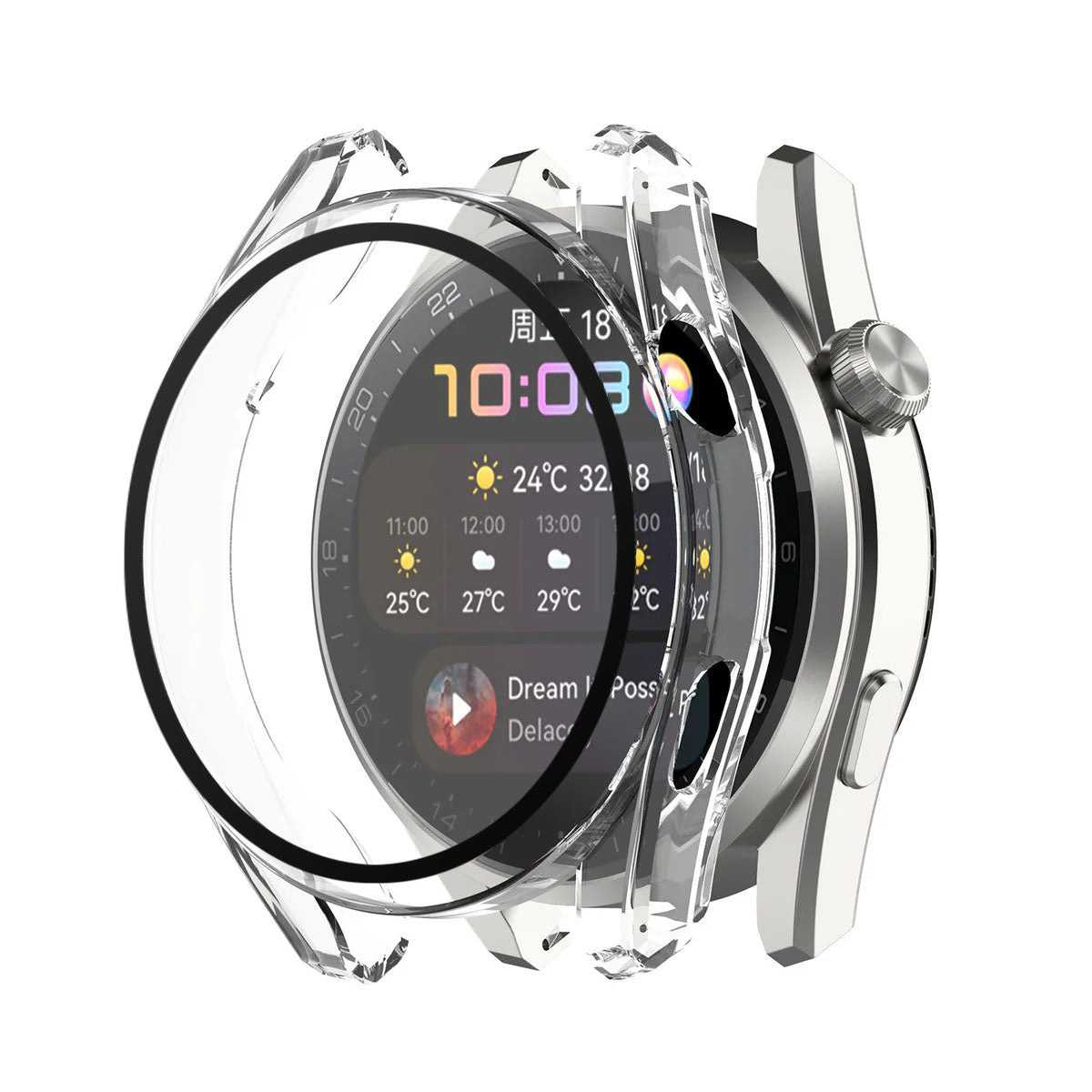 Techsuit Defense360 Pro -kuori Huawei Watch 3:lle, läpinäkyvä