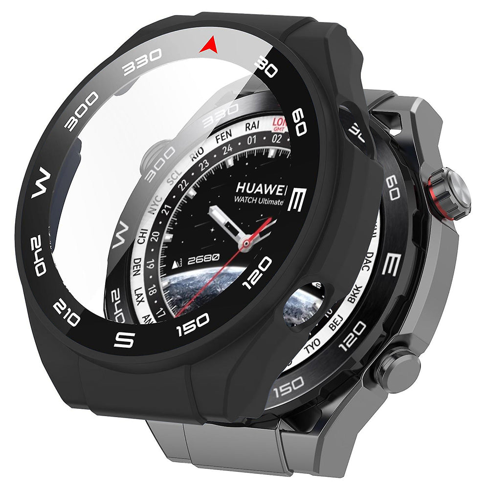 Techsuit Defense360 Pro Bezel -kuori Huawei Watch Ultimate -kellolle, musta