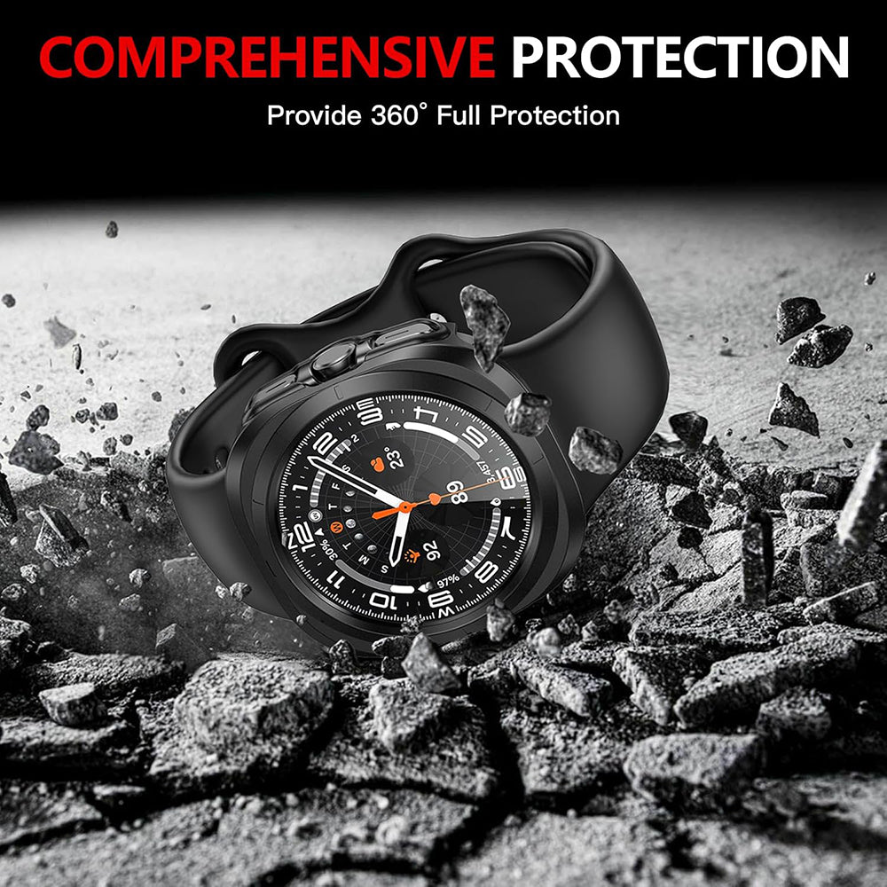 Techsuit Defense360 Pro -kuori Samsung Galaxy Watch Ultra -kellolle, musta