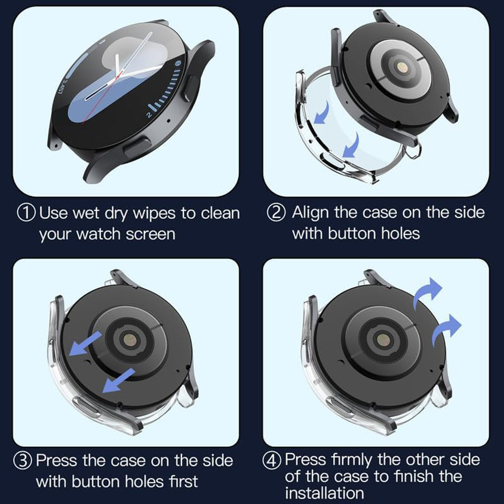 Techsuit Defense360 Pro -kuori Samsung Galaxy Watch7 40mm:lle, läpinäkyvä