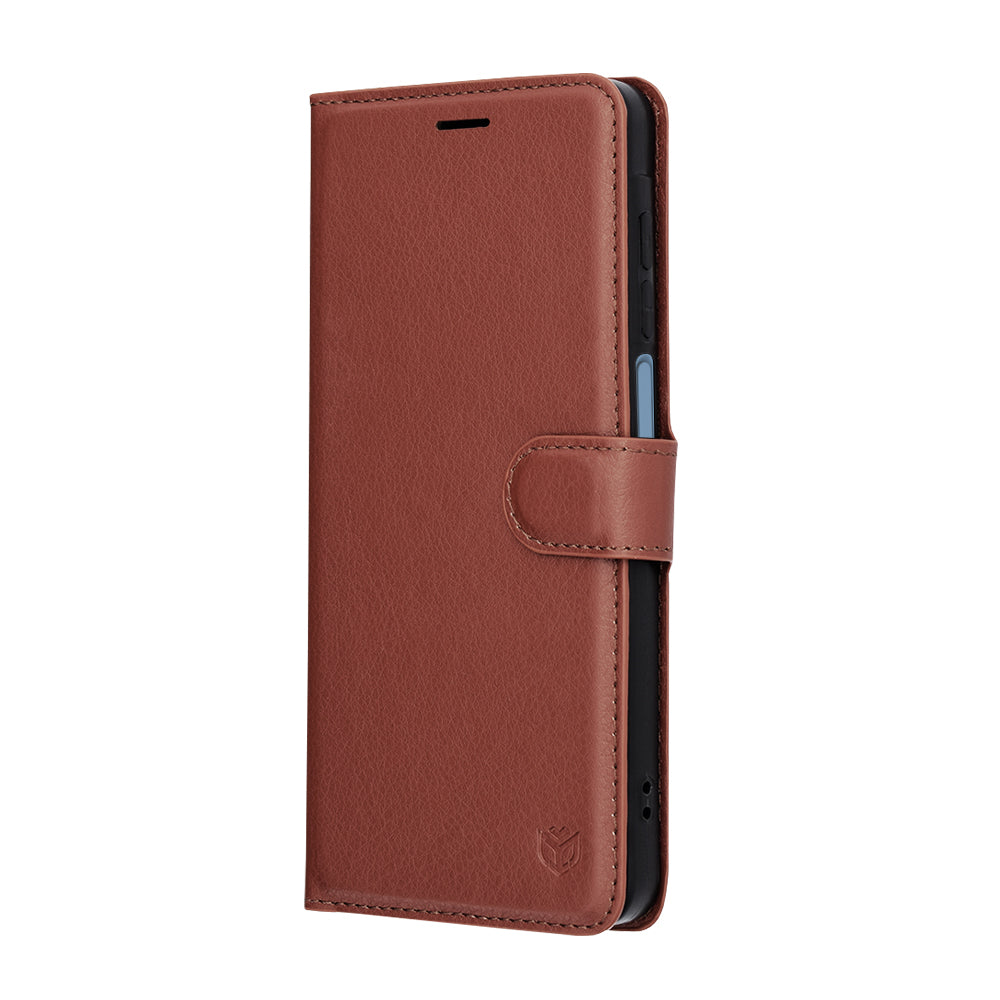 Kuori Samsung Galaxy A07 4G A075:lle, Techsuit, nahkainen folio, ruskea