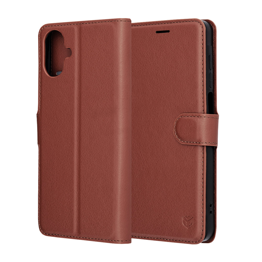 Kuori Samsung Galaxy A07 4G A075:lle, Techsuit, nahkainen folio, ruskea