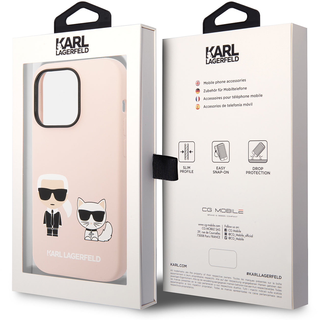 MagSafe-kotelo Apple iPhone 14 Prolle, Karl Lagerfeld, Silicone Body Karl & Choupette, Pinkki