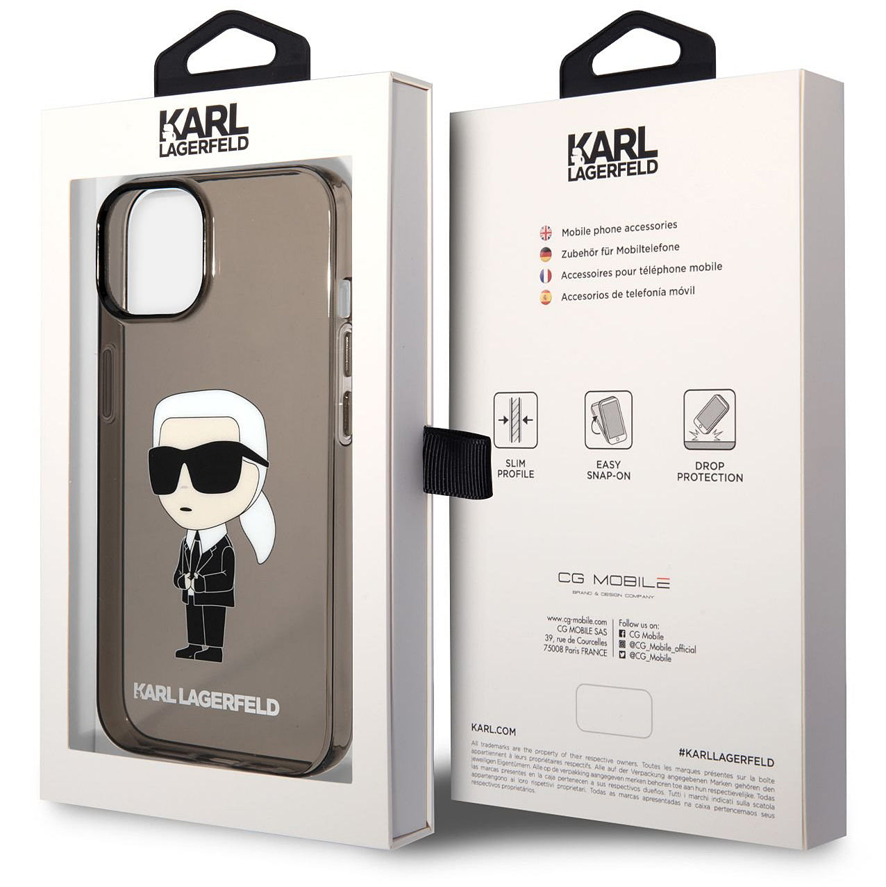 Karl Lagerfeld IML TPU-suojakotelo Apple iPhone 14 Plus -puhelimelle, Ikonik NFT, Läpinäkyvä Musta KLHCP14MHNIKTCK