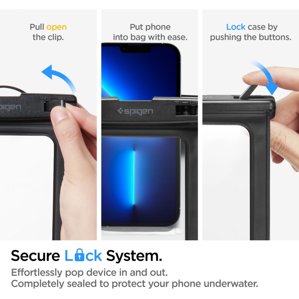 Vedenkestävä yleiskotelo puhelimelle 3.5inch - 7inch, Spigen, A601, Musta AMP04525