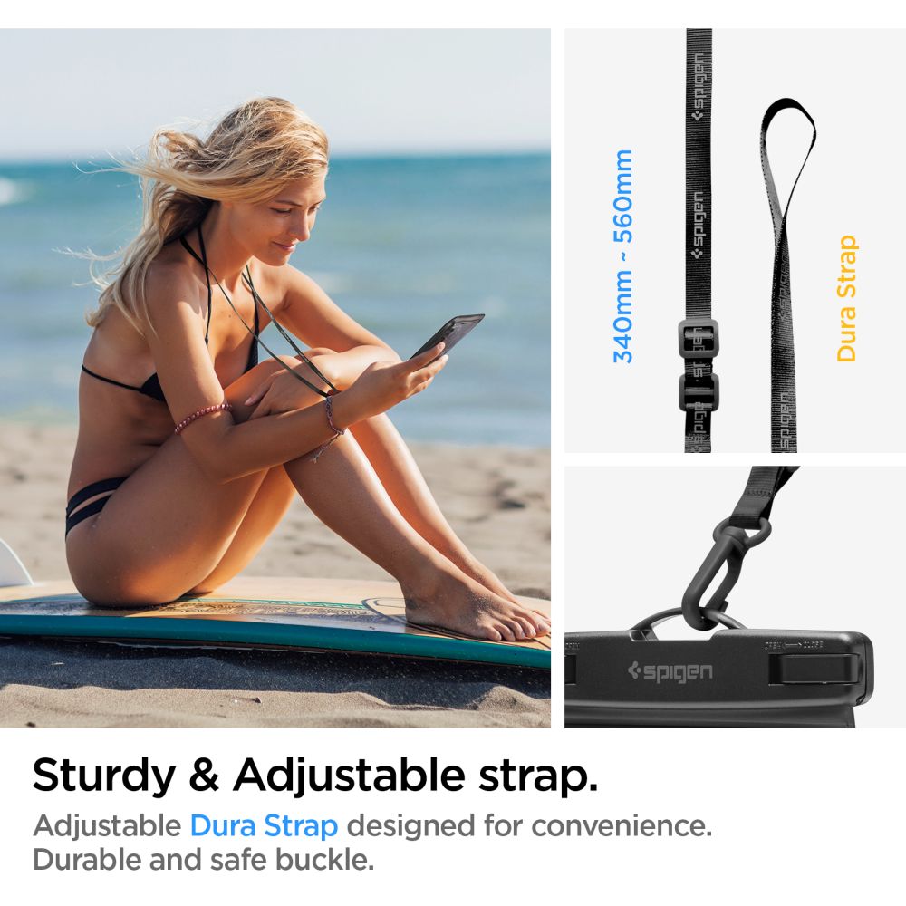Vedenkestävä yleiskotelo puhelimelle 3.5inch - 7inch, Spigen, A601, Musta AMP04525