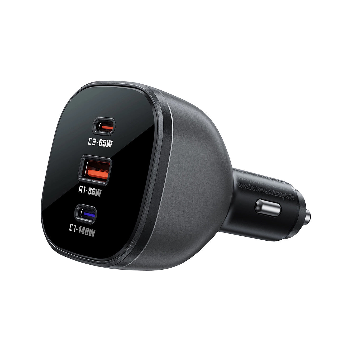 Autojen laturi Acefast B14, 165W, 5A, 1 x USB-A - 2 x USB-C, Musta