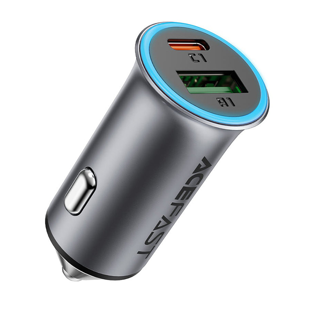 Autojen laturi Acefast B16, 95W, 3.25A, 1 x USB-A - 1 x USB-C, Harmaa