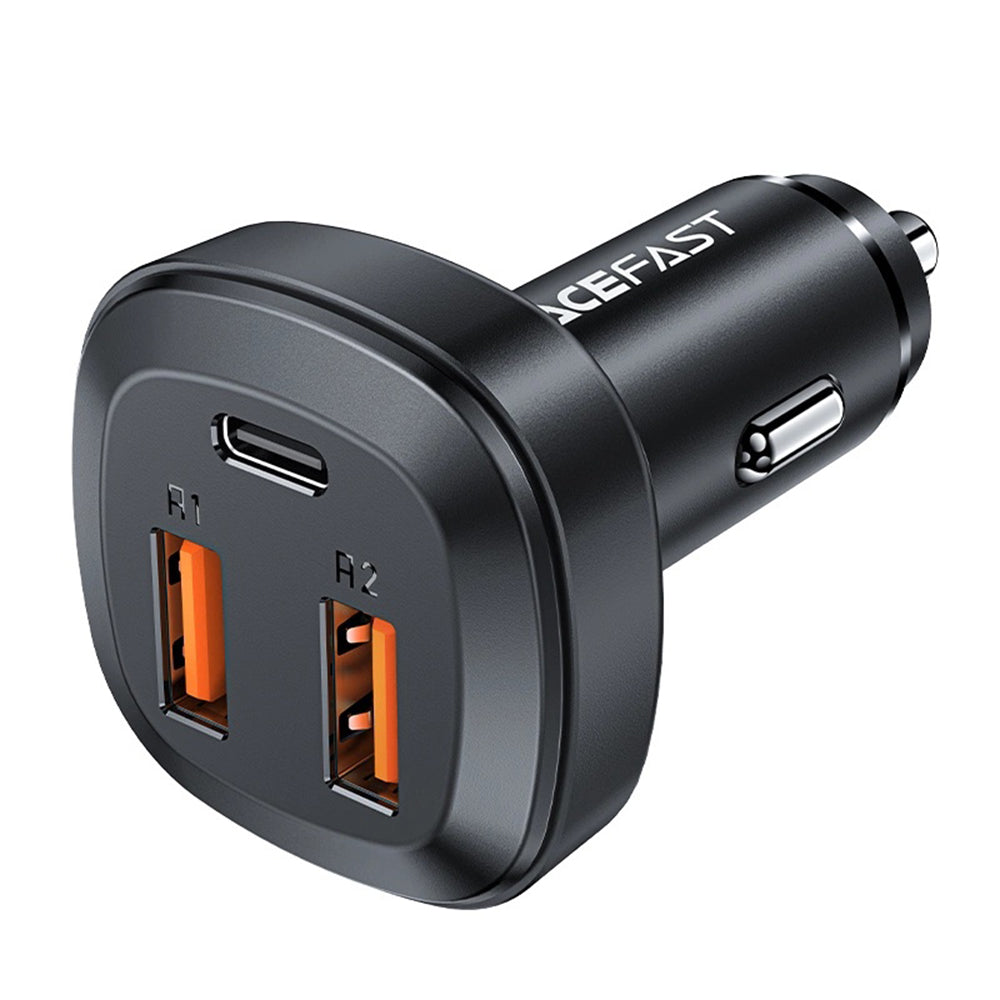 Autojen laturi Acefast B9, 66W, 5A, 2 x USB-A - 1 x USB-C, Musta