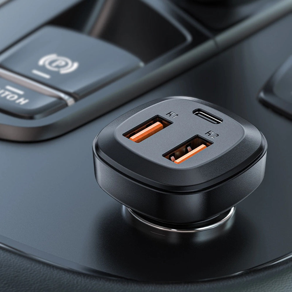 Autojen laturi Acefast B9, 66W, 5A, 2 x USB-A - 1 x USB-C, Musta