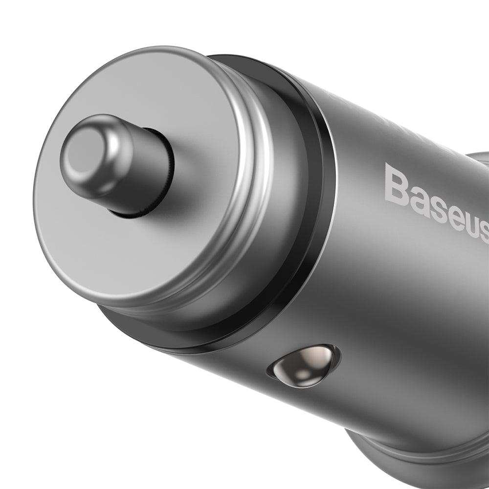 Baseus Circular Metal -autolaturi, 30W, 5A, 1 x USB-A - 1 x USB-C, Harmaa