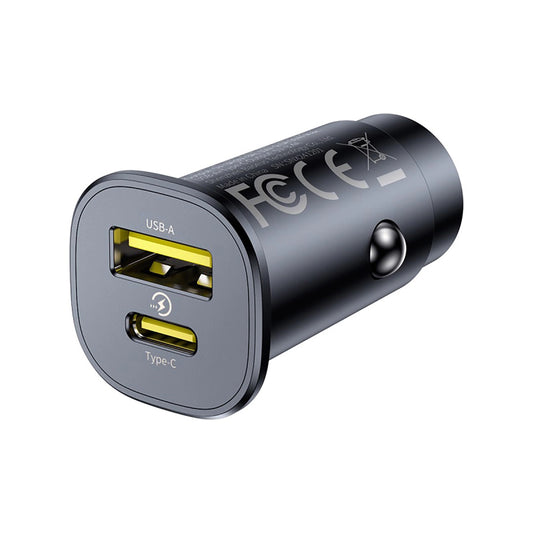 Baseus GoTrip -autolaturi, 30W, 3A, 1 x USB-A - 1 x USB-C, Musta