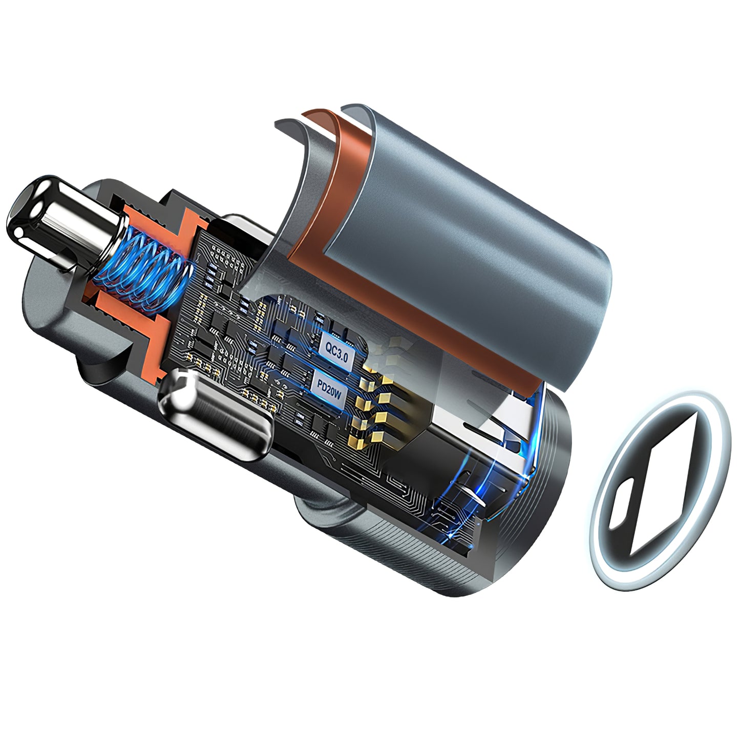 Autolaturi BWOO BO-CC73, 38W, 3A, 1 x USB-A - 1 x USB-C, hopea