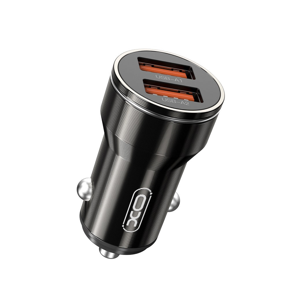 Autolaturi USB-C-kaapelilla XO Design CC48, 12W, 2.4A, 2 x USB-A, Harmaa