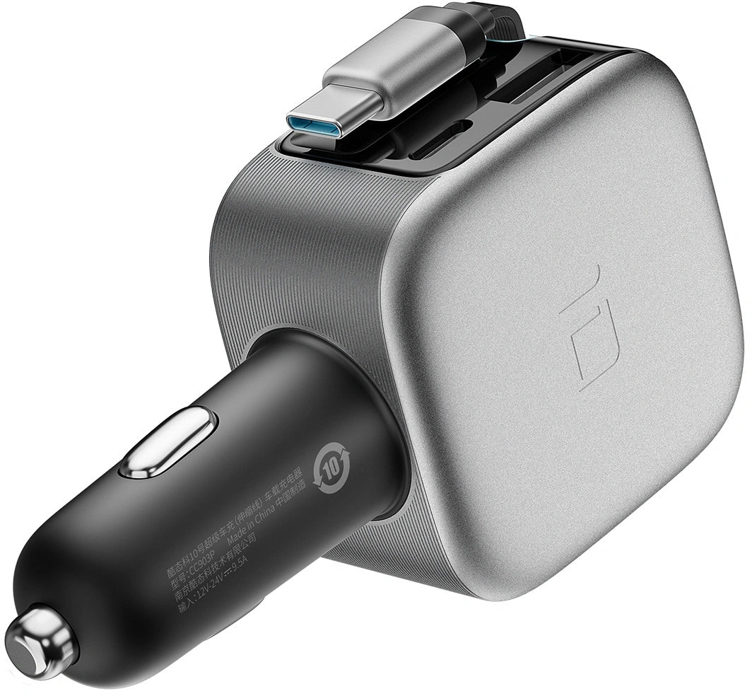 Autolaturi USB-C-kaapelilla Cuktech CC903P Näyttö, 100W, 5A, 1 x USB-A - 1 x USB-C, Harmaa