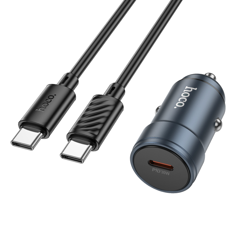 Autolaturi USB-C-kaapelilla HOCO Z57, 30W, 3A, 1 x USB-C, Harmaa
