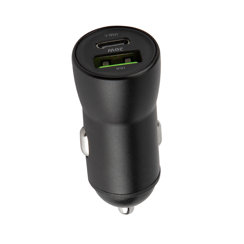 Autolaturi Lightning-kaapelilla MaXlife MXCC-04, 20W, 3A, 1 x USB-A - 1 x USB-C, Musta