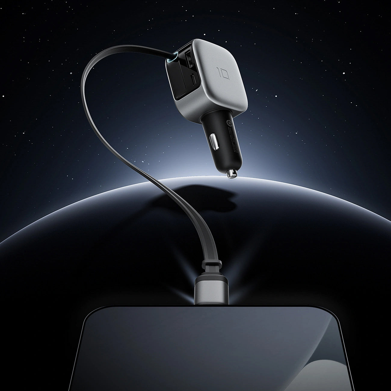 Autolaturi USB-C-kaapelilla Cuktech CC903P Näyttö, 100W, 5A, 1 x USB-A - 1 x USB-C, Harmaa