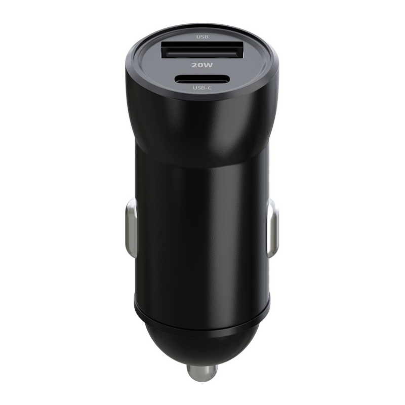 Autolaturi Lightning-kaapelilla MaXlife MXCC-04, 20W, 3A, 1 x USB-A - 1 x USB-C, Musta