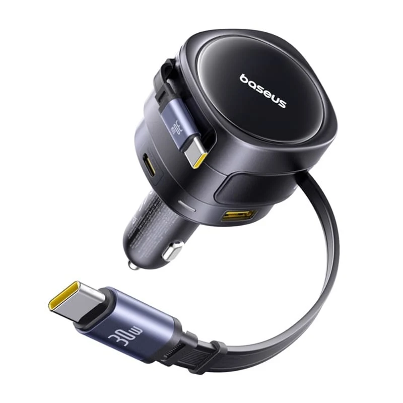 Baseus Enjoyment Max -autolaturi USB-C-kaapelilla, 90 W, 1 x USB-A – 1 x USB-C, musta C00035507121-03