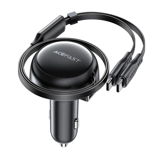 Autojen USB-C-kaapelilla varustettu Acefast B13 -laturi, 53W, 3A, 1 x USB-A, Musta