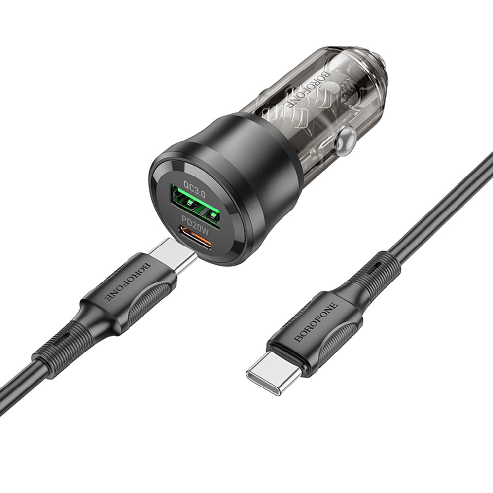 Autojen USB-C -kaapeli Borofone BZ25 Journey, 38W, 3A, 1 x USB-A - 1 x USB-C, Musta