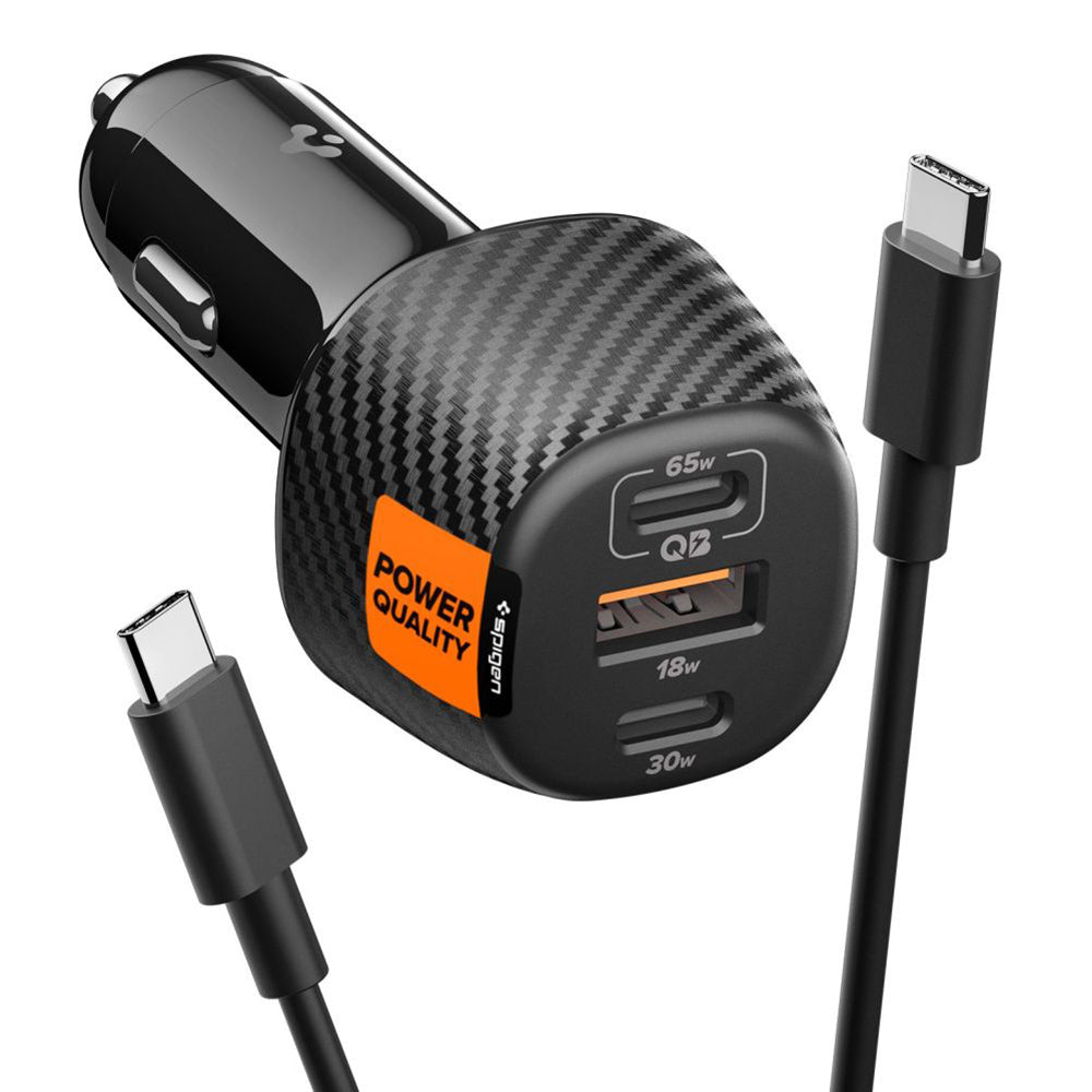 Auto USB-C -laturi Spigen EV1133, 113W, 3.25A, 1 x USB-A - 2 x USB-C, Musta