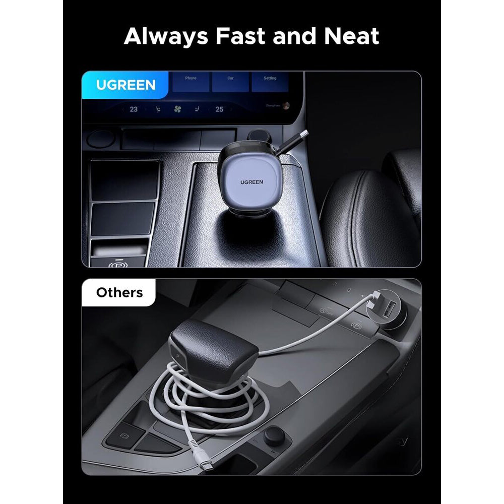 Autolaturi USB-C-kaapelilla UGREEN EC601, 75W, 3A, 1 x USB-A - 1 x USB-C, Harmaa