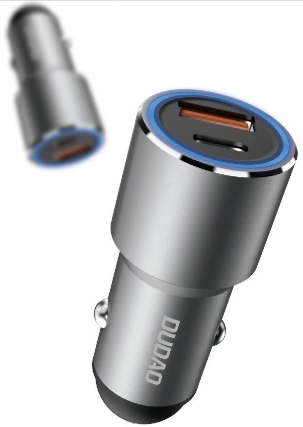 Dudao R4PQ NM autolaturi, 22,5W, 3A, 1 x USB-A - 1 x USB-C, harmaa