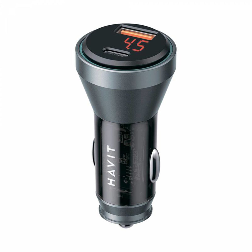 Autojen laturi HAVIT CC2017, 45W, 3A, 1 x USB-A - 1 x USB-C, Musta Sininen