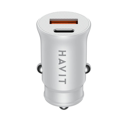 HAVIT CC2022 Autolaturi, 20W, 3A, 1 x USB-A - 1 x USB-C, Valkoinen